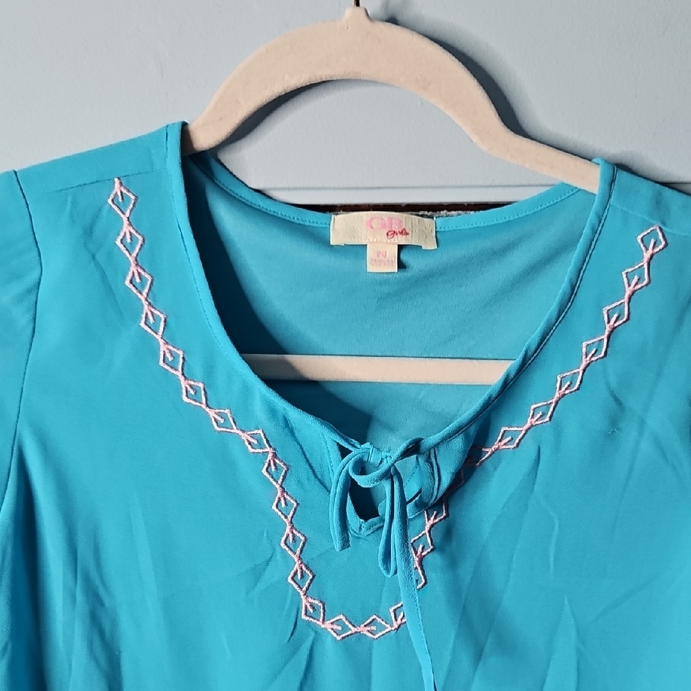 💕GB Girls Gianni Bini Turquoise Dress with Embroidered Details - Picture 4 of 9